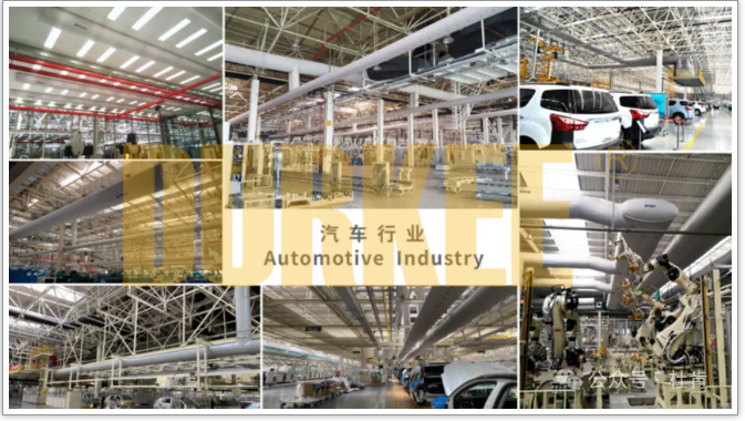 9001cc金沙柔性风管利用在汽车行业